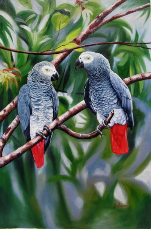 "African Grays" by Pedro Tapia, size 24w x 36h