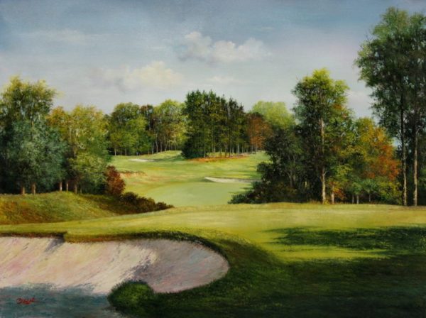 "Golf Course" by Villaflor Bacci, size 40w x 30h