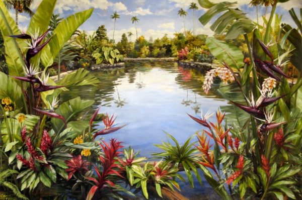 "Florida Tropical Scene" by Silvia Suarez , size 72w x 48h