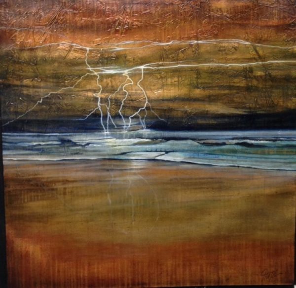 "Square Lightning" by Patricia Chute, size 36w x 36h