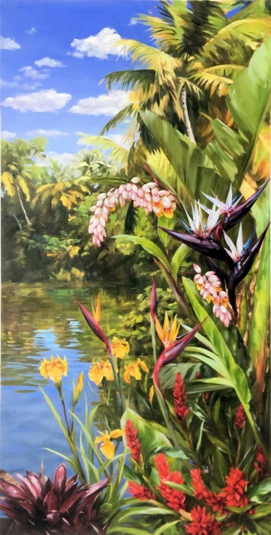"Florida Tropical" by Silvia Suarez, size 24w x 48h