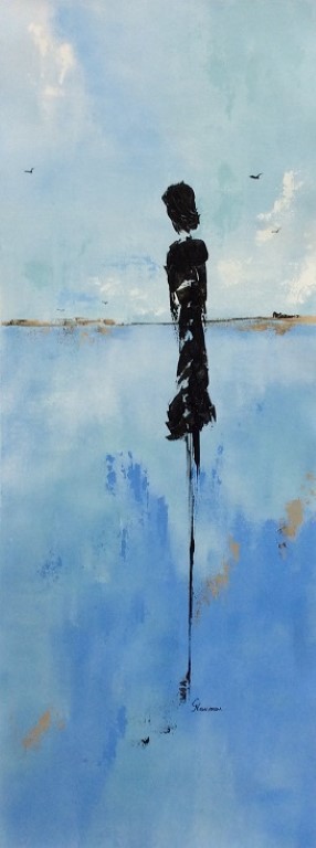 "Deep in the Quiet II" by Gudrun Newman, size 16w x 40h
