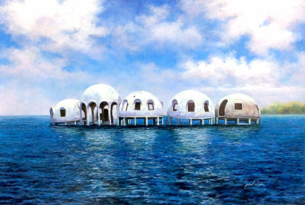 "Dome Homes" by Paul Wren, size 36w x 24h
