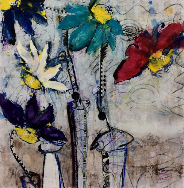 "Fleurs Abstraction IV" by Helen Zarin, size 30w x 30h