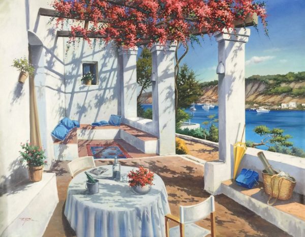 "Mediterranean View" by Fran Martin, size 42w x 32h