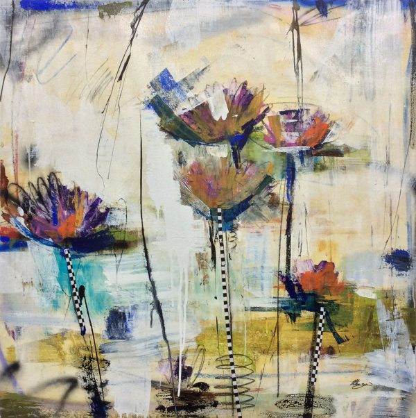 "Fleurs Abstracto X-2" by Helen Zarin, size 36w x 36h