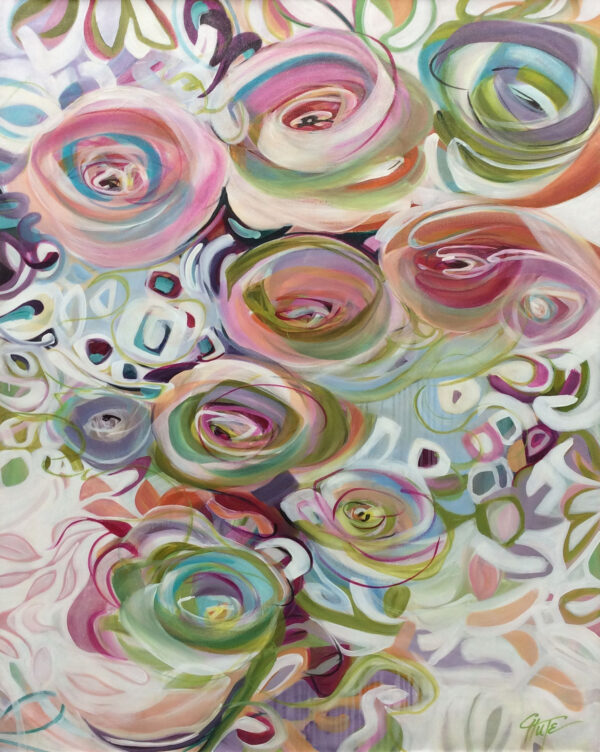 "Contemporary Flourish" by Patricia Chute, size 40w x 50h