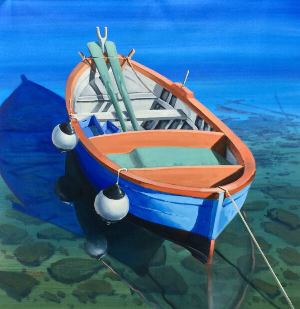 "Gone Fishing II" by Fran Martin, size 40w x 40h
