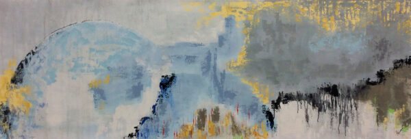 "Rain in the City" by Gudrun Newman, size 56w x 24h