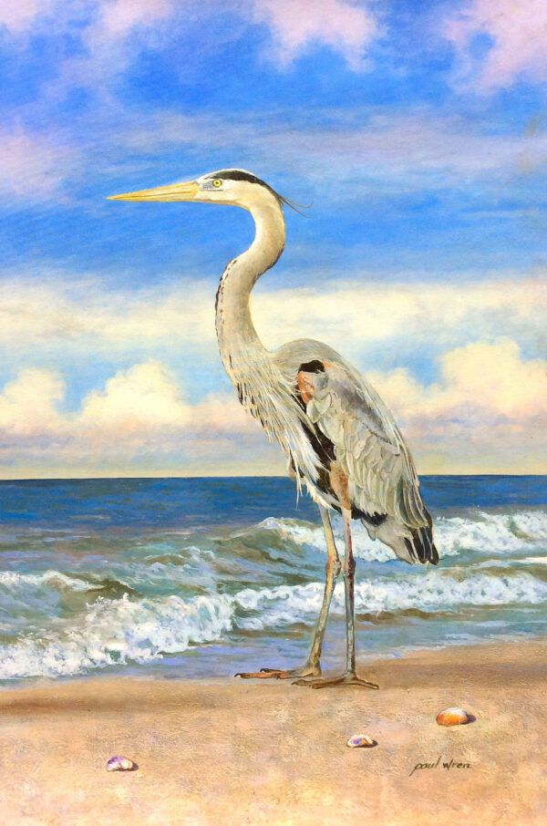 "Blue Heron" by Paul Wren, size 24w x 36h