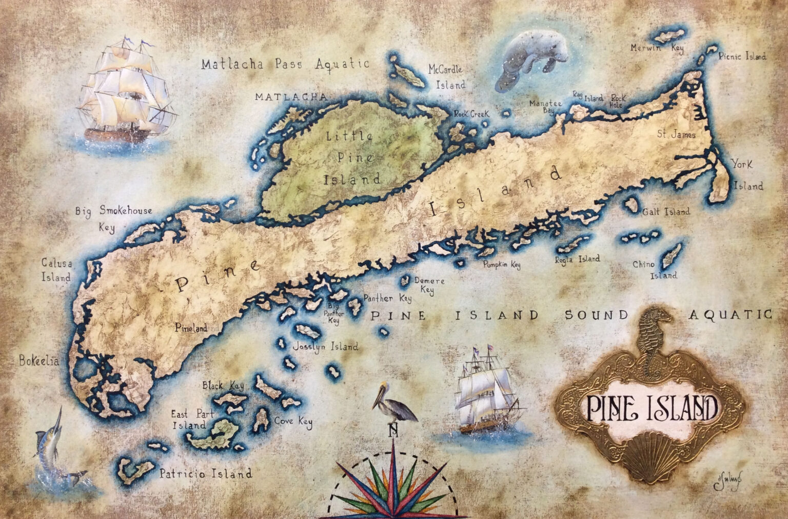 “Pine Island Map” by Julius Framing Wholesalers