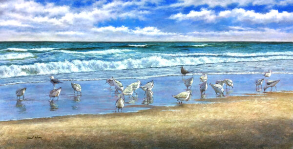 "Sandpiper Beach" by Paul Wren, size 72w x 36h