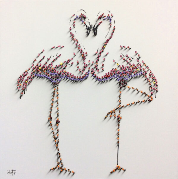 "Flamingo Love" by Bartus, size 39w x 39h