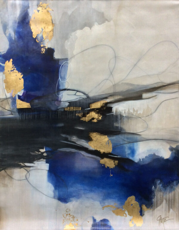 "Glacier Blue - Gold" by Patricia Chute, size 48w x 60h