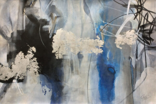 "Glacier Blue - Silver" by Patricia Chute, size 60w x 40h