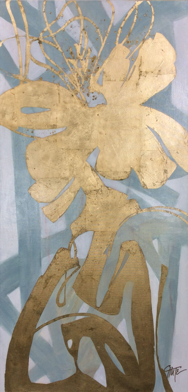 "Golden Petal" by Patricia Chute, size 24w x 48h