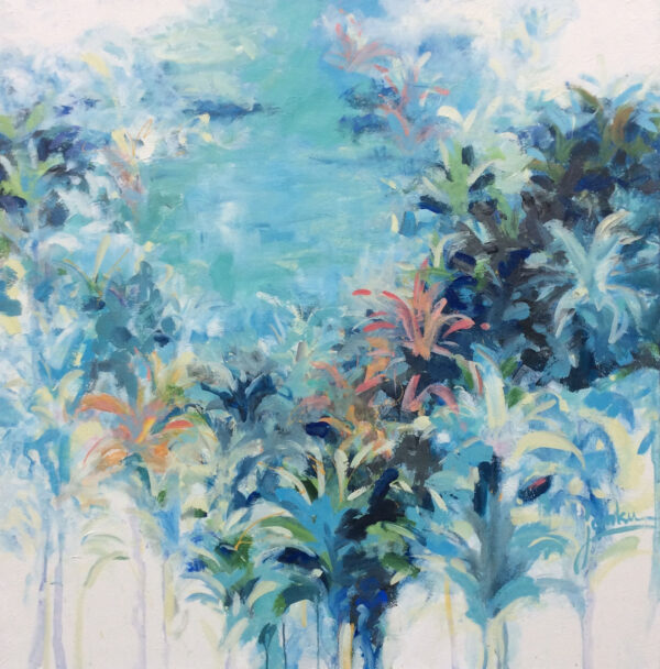 "Between the Palms" by Sissi Janku, size 47w x 47h