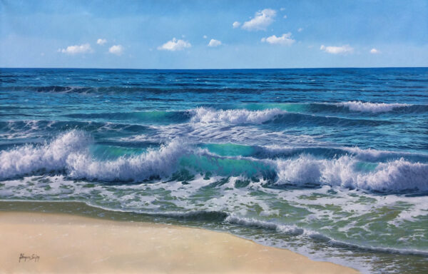 "Waves Meet the Shore Series" by Soler, size 55w x 35h
