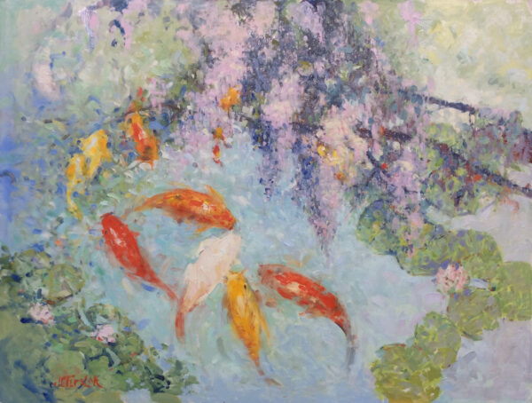 "Colorful Koi Pond" by John Terelak size 48w x 36h