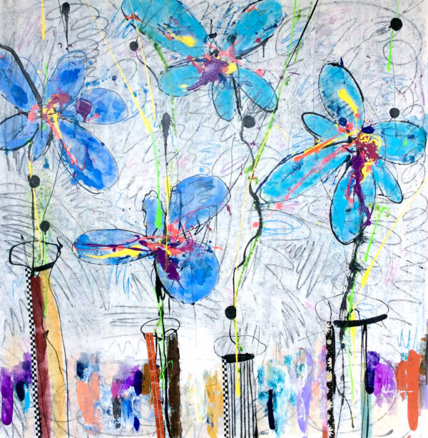 "Fleurs Abstraction XLIV" by Helen Zarin, size 52w x 52h