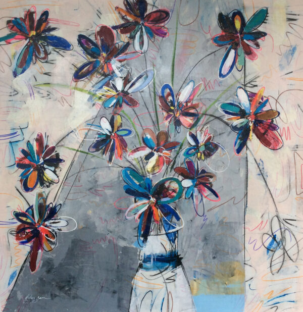 "Fleurs Abstraction XXXIII" by Helen Zarin, size 52w x 52h