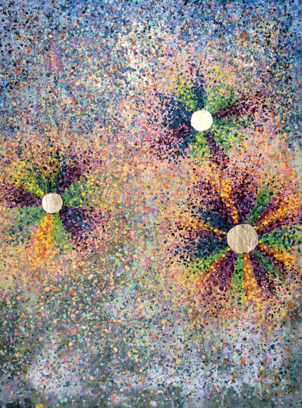 "Confetti Sunbursts" by Alyssa Stoff, size 44w x 58h
