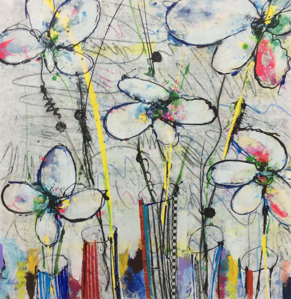 "Fleurs Abstracto" by Helen Zarin, size 30w x 30h