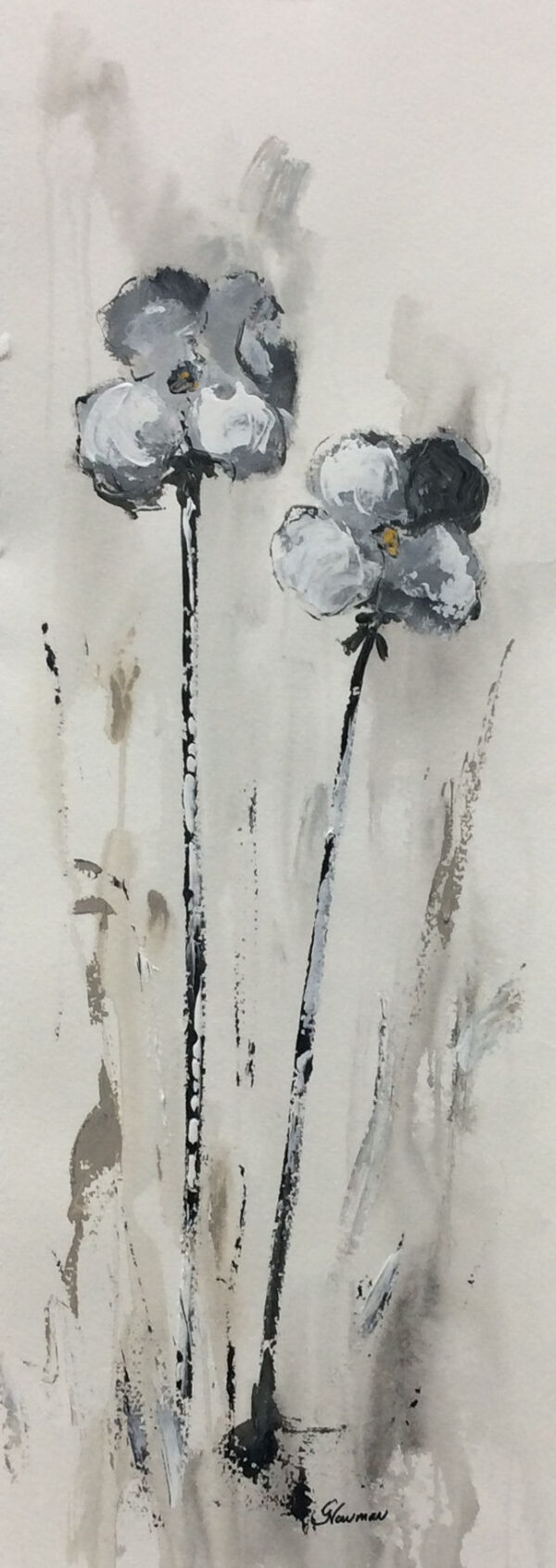 "White Flower VII" by Gudrun Newman, size 11w x 30h