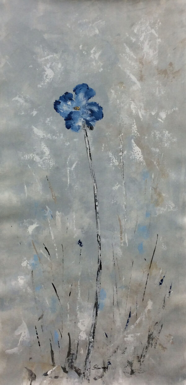 "Blue Shades I" by Gudrun Newman, size 18w x 40h