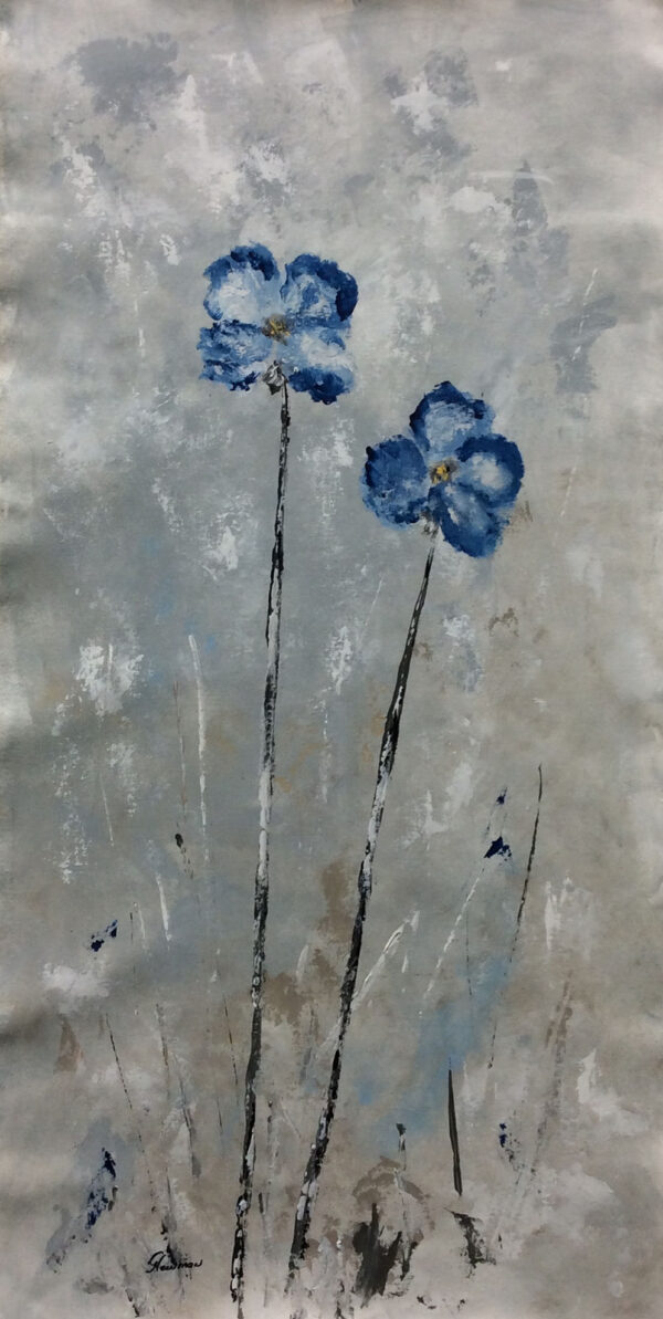 "Blue Shades II" by Gudrun Newman, size 18w x 40h