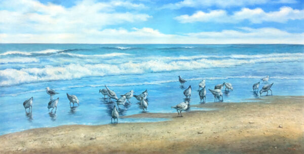 "Sandpiper Beach" by Pablo Munoz, size 60w x 30h