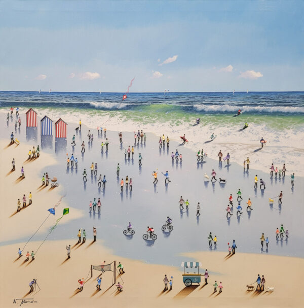 "Beach People" by Nuria Miro, size 39w x 39h
