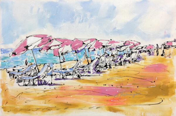 "Umbrellas" by Eduardo Romaguera, size 60w x 40h