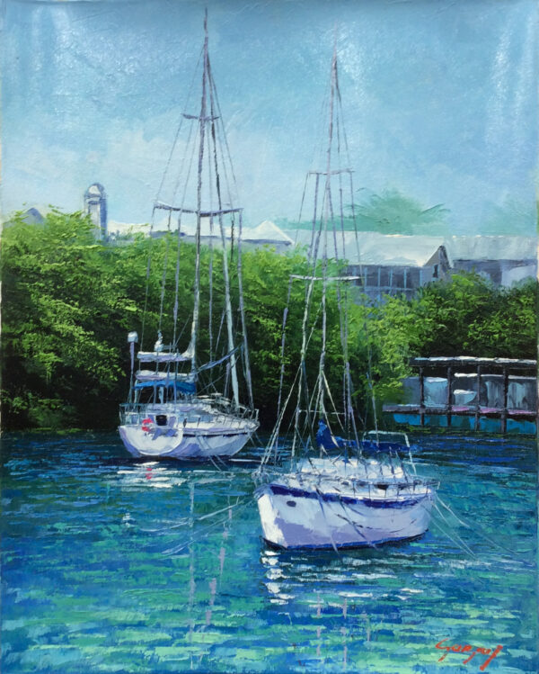 "Sailboats" by Mauricio Garay, size 16 x 20