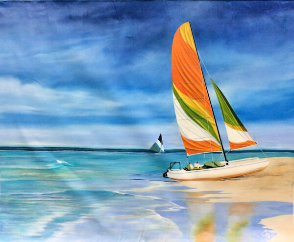 "Orange Sails" by Patricia Chute, size 60w x 48h