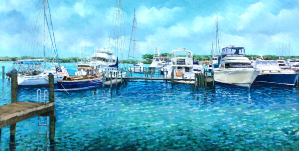 "Naples Marina" by Mauricio Garay, size 72x36"