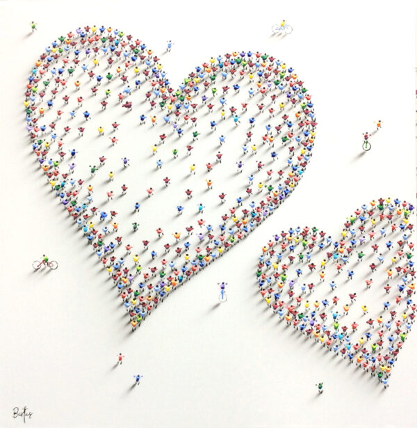"Two Love Hearts" by Bartus, size 40"w x 40"h