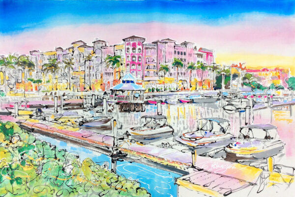 "Naples Marina" by Eduardo Romaguera, size 60w x 40h