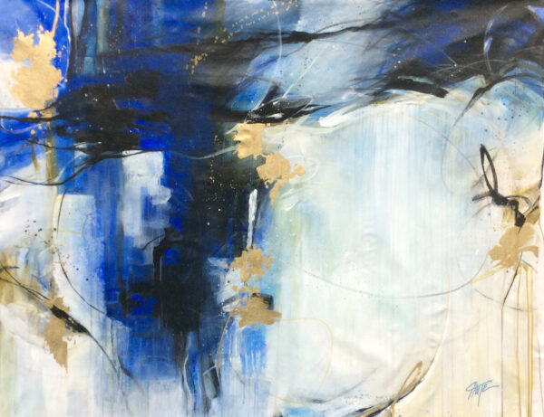 "Deep Blue Contemporary" by Patricia Chute, size 60" x 40"