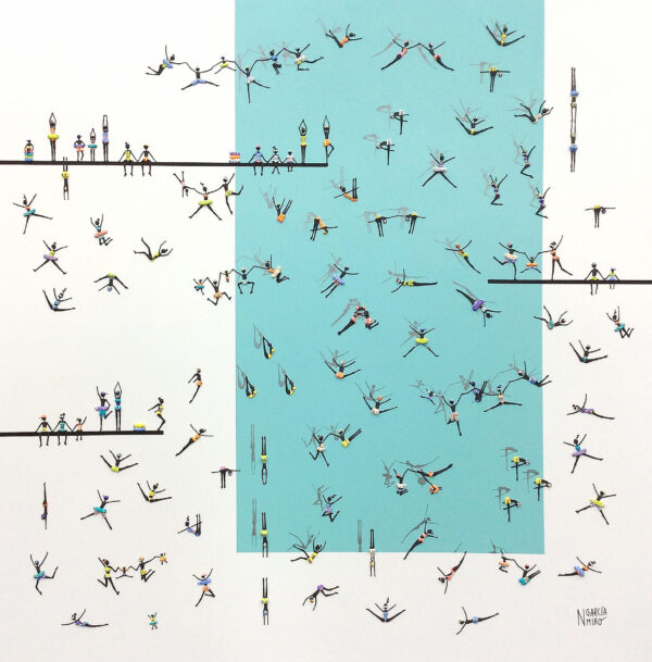 "Jumps l" by Nuria, Garcia Miro, size 40" x 40"