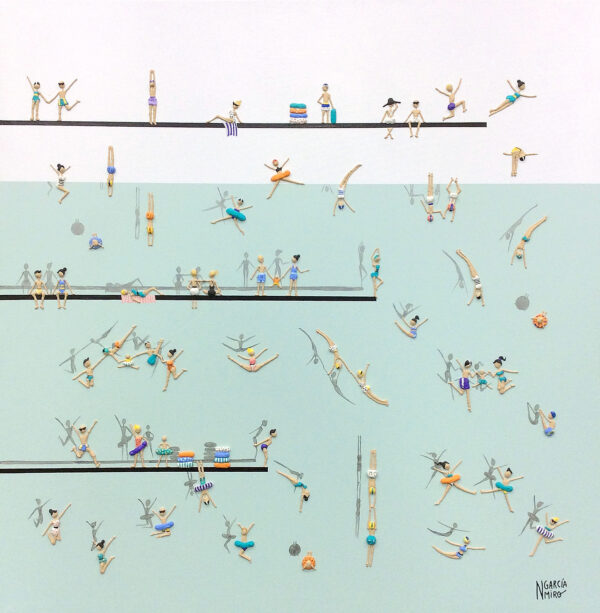 "Jumps lV" by Nuria, Garcia Miro, size 24" x 24"