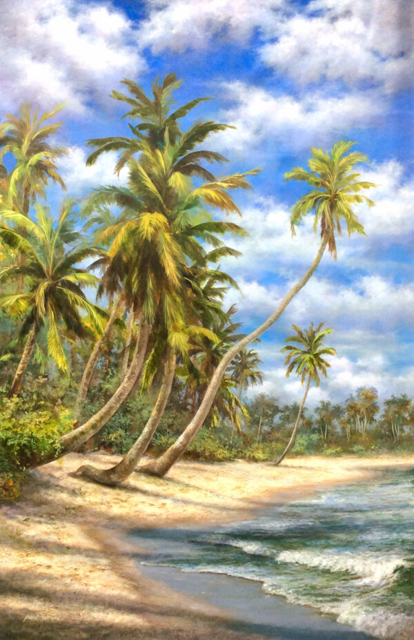 "Palm Tree Beach" by Paul Wren, size 48w x 72h