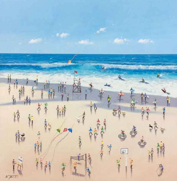 "Beach People" by Nuria Miro, size 39.5"x39.5"