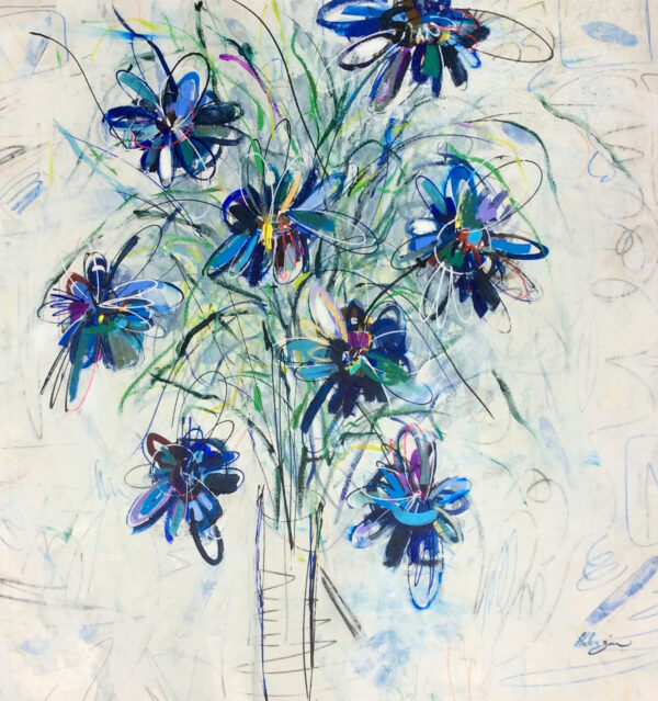 "Fleurs Abstracto XXlll" by Helen Zarin, size 50x50"