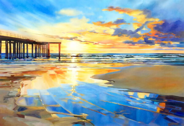 "Sunset at the Pier" by Mario Martin, size 60" x 40"