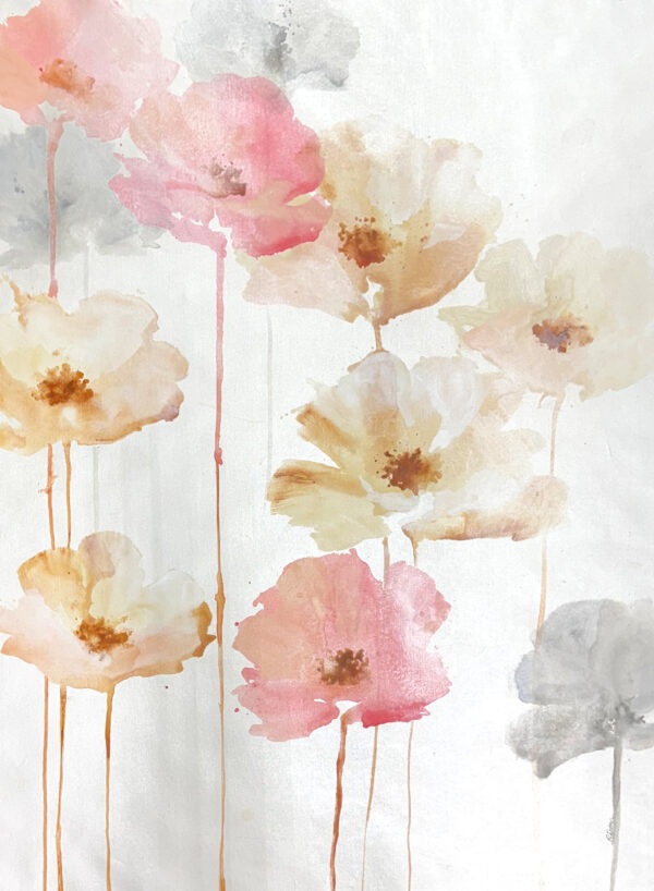 "Happy Standing Poppies" by Rikki Drotar, size 38" x 50"