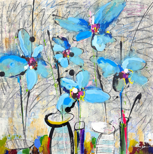 "Fleurs Abstracto XCII" by Helen Zarin, size 30" x 30"